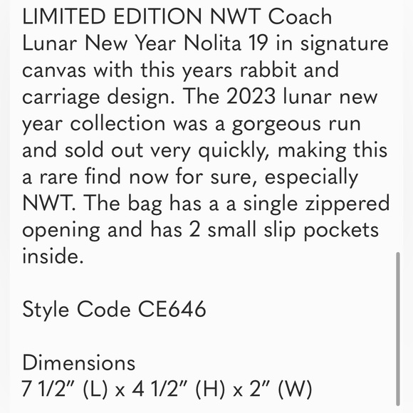NWT Coach 2023 Lunar New Year Nolita In Signature Canvas with dust bag - Picture 6 of 7